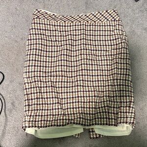 Talbots Houndstooth Pencil Skirt in Cream and Brown